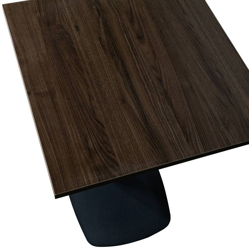 Vail Square Dining Table with 24 in. MDF Tabletop in Black Stainless Steel Square Base Accent Kitchen Table