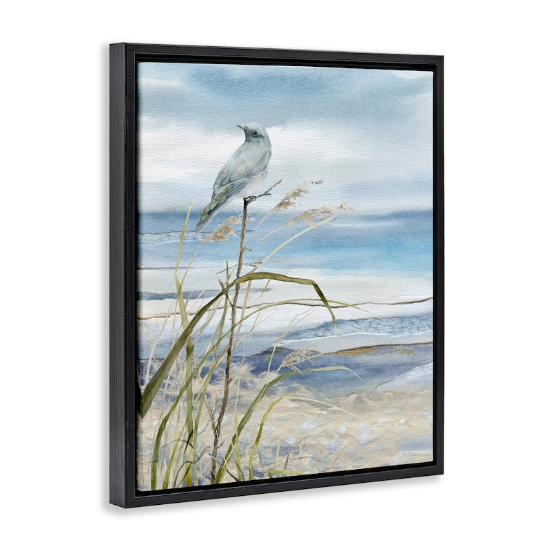 Stupell Bird on Beach Shore Framed Floater Canvas Wall Art Design by Carol Robinson