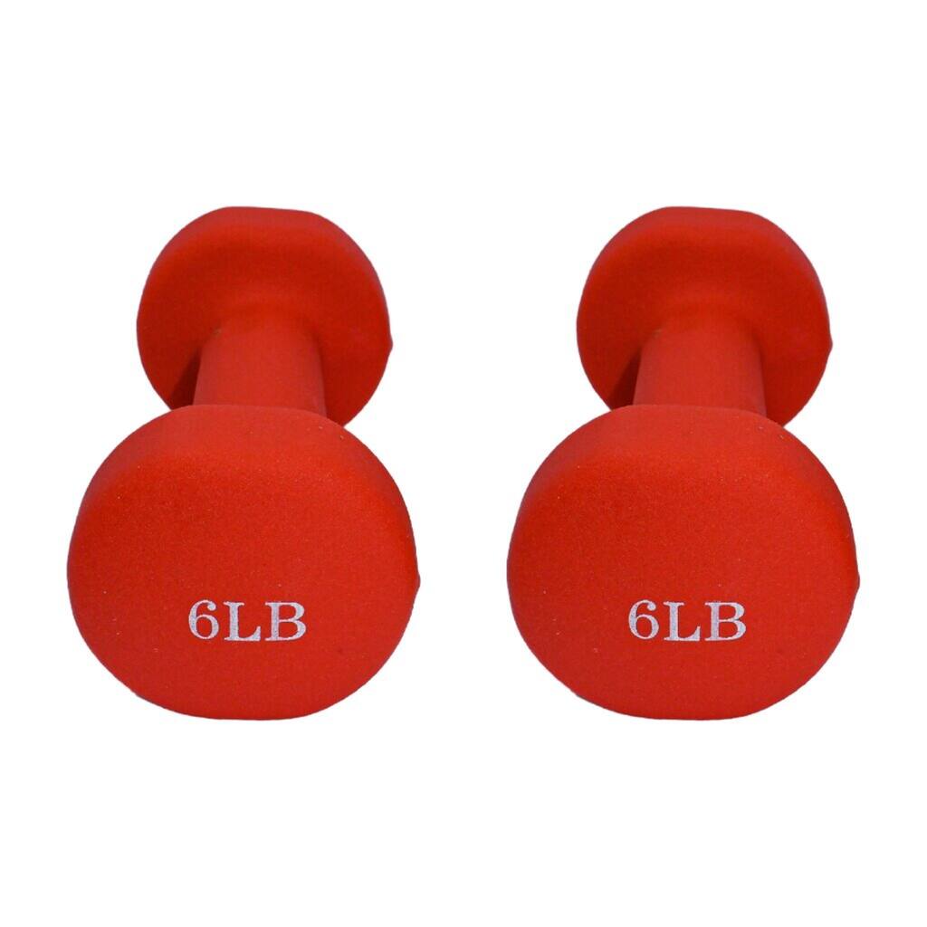 ALEKO Non-Slip 6 lbs Hexagonal Shaped Free Weight Dumbbells- Red - Set of 2