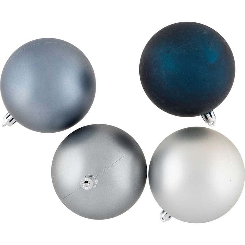 32ct Silver Blue Shatterproof 2-Finish Christmas Ball Ornaments 3.25"