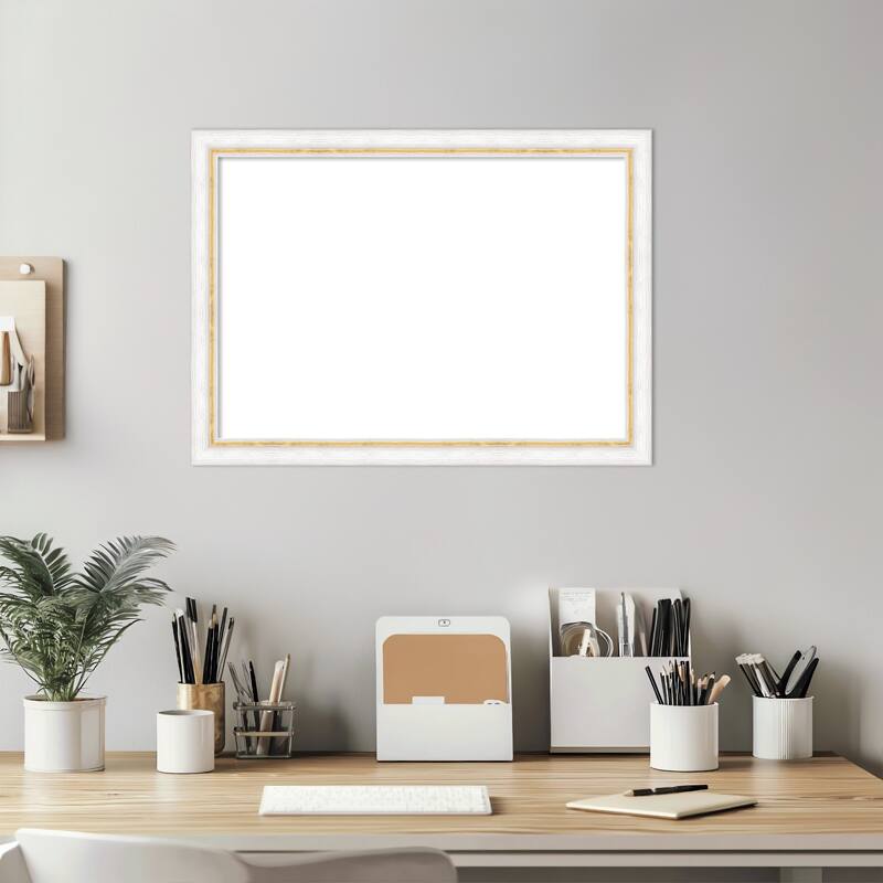 Amanti Art Morgan White Blue Framed Dry Erase Magnetic Board