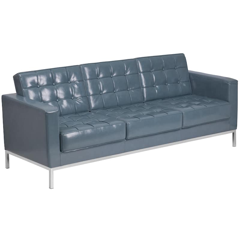 Contemporary Button Tufted LeatherSoft Sofa w/ Steel Frame - 80"W x 31"D x 32"H