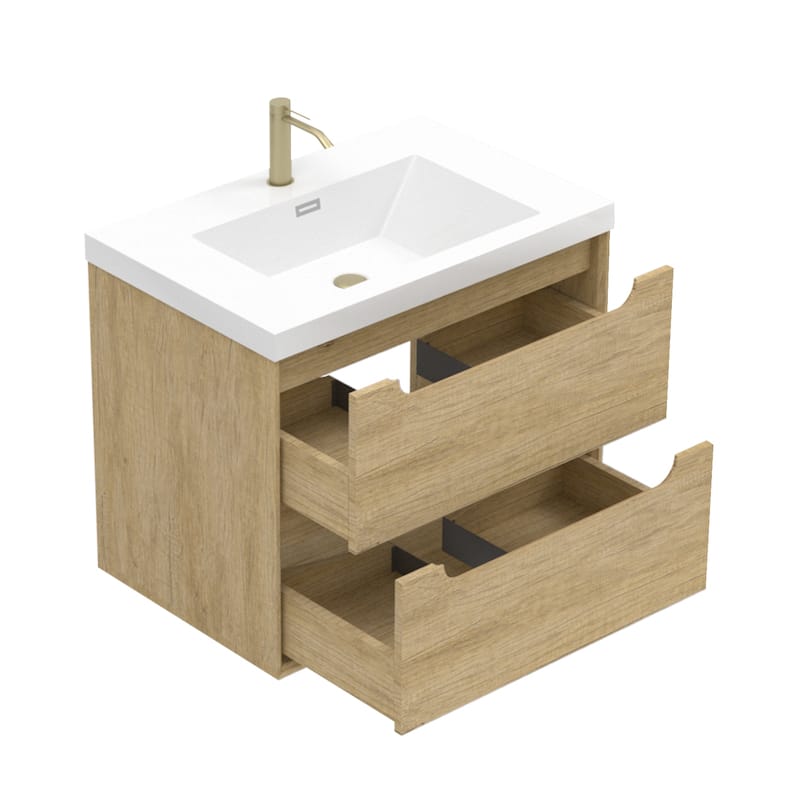 Prismis 24" 30" Wall-Mount Premium Bathroom Vanity with Integrated Sink