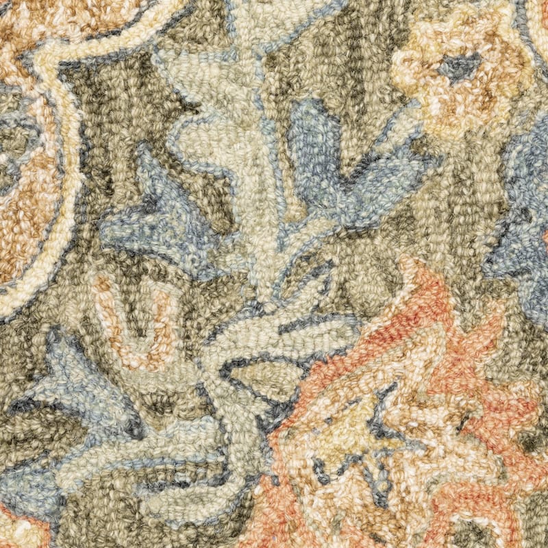 Style Haven Ava Hand-tufted Wool Loop-pile Bohemian Medallion Blue/Green/Salmon Rug