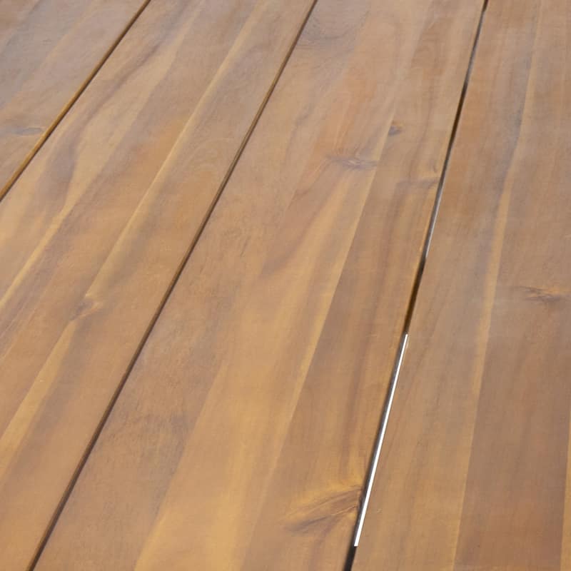 Roomfitters Zion 72-Inch Industrial Rectangular Dining Table, Live-Edge Acacia Wood Top with Iron Hairpin Legs, Teak