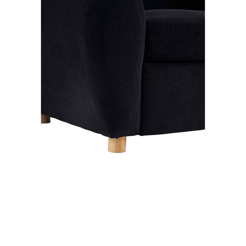 Modern Tufted Chenille Loveseat, Futon Sectional Love Seat Couch, Upholstered Sofa with 2 Pillows & 3 Lumbar Pillows