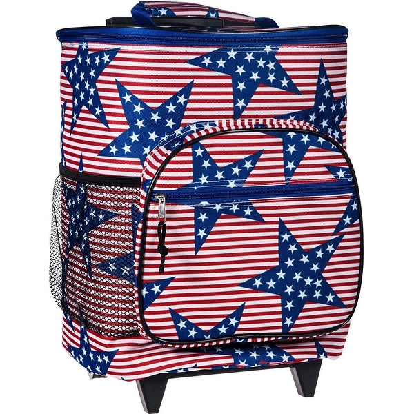 Palais Dinnerware Insulated Rolling Cooler With Wheels and Retractable Handle With Zippered Pocketsb USA Pattern