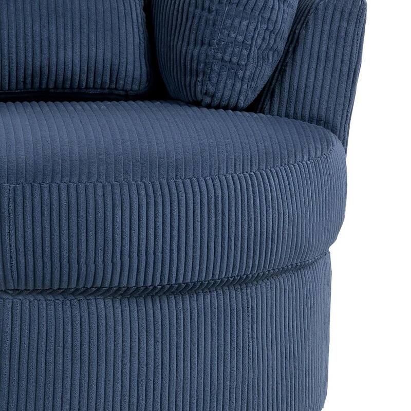 41" W Oversized Accent Barrel Swivel Chair with Moon Storage Ottoman