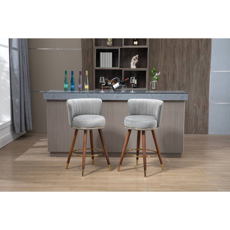 Counter Height Bar Stools Set of 2 for Kitchen Counter Solid Wood Legs