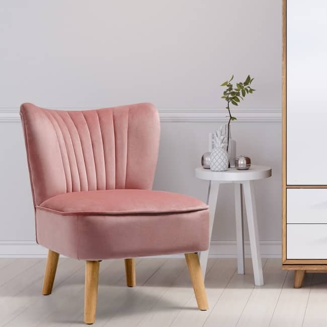 Armless Accent Chair Modern Velvet Leisure Chair - 21.5" x 27" x 28.5" (L x W x H)