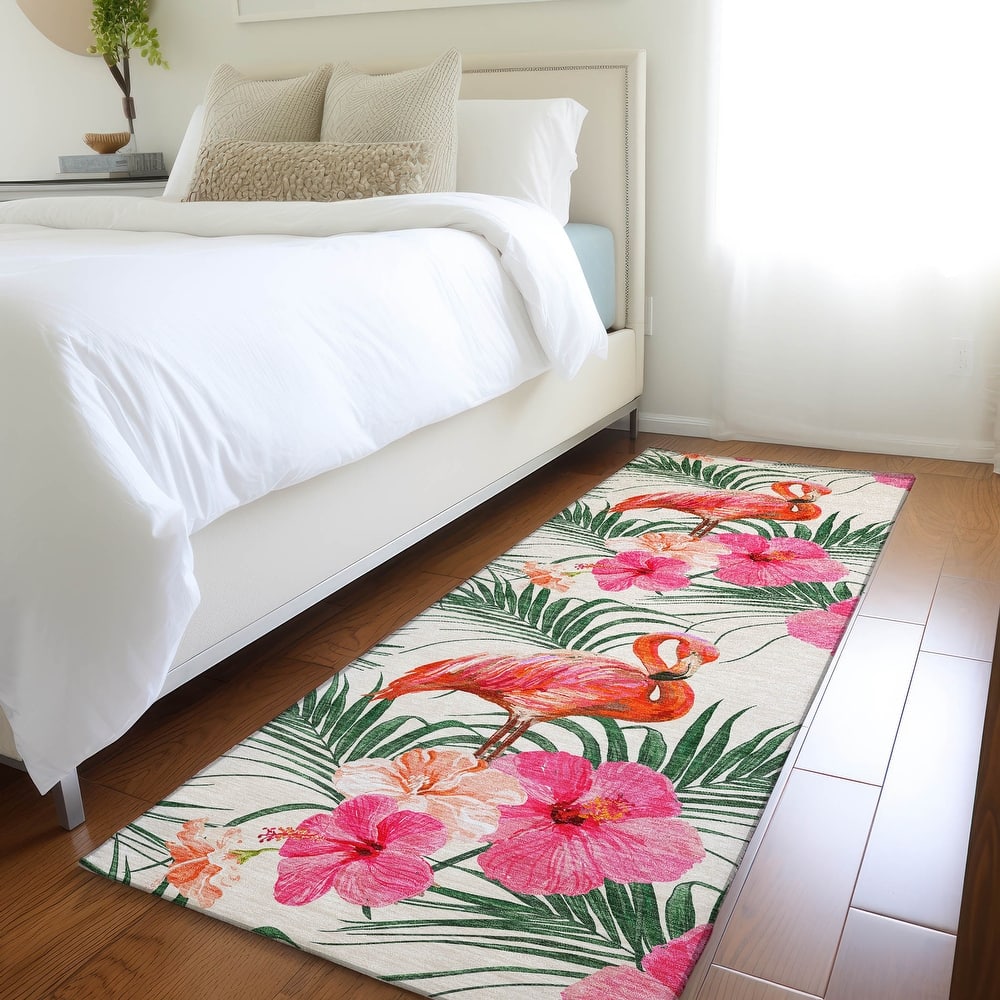 Premium Washable Super Soft Tropical Flamingo Mayfield Rug