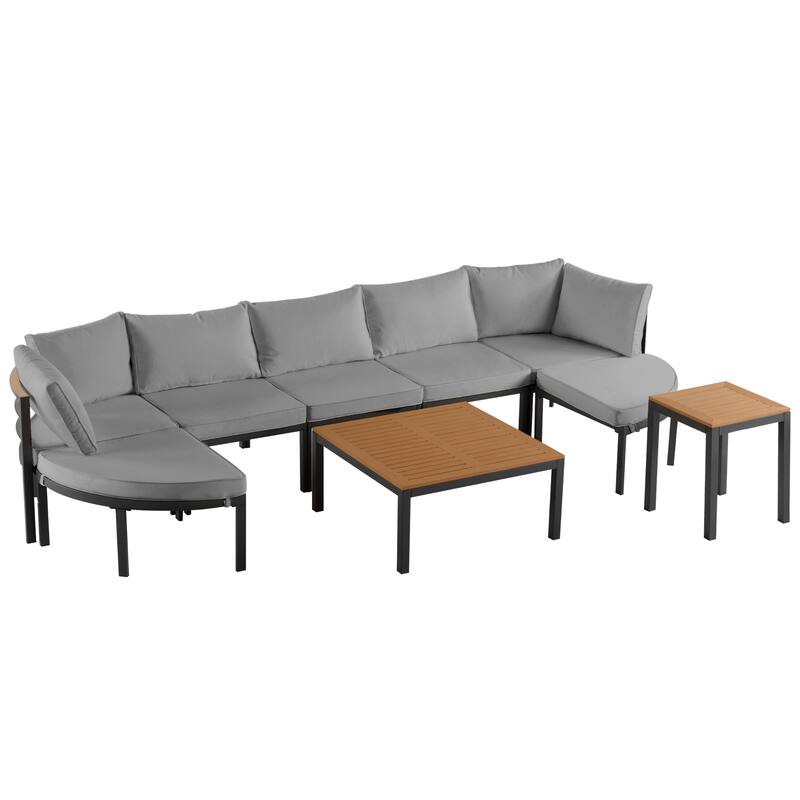 Outdoor Modular Sectional Sofa Set with Coffee Table, Ottoman, Cushions