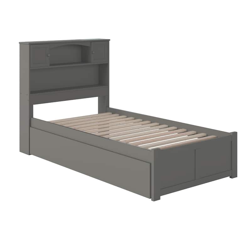 AFI Newport Twin XL Size Platform Bed with Footboard & Twin XL Trundle - Grey - Twin XL