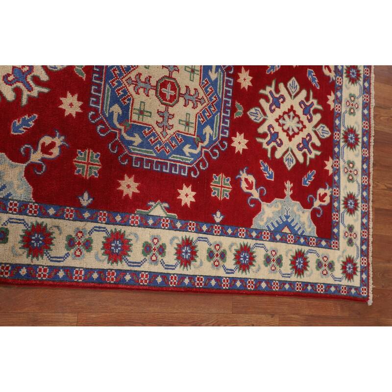 Red Kazak Accent Rug Handmade Wool Carpet - 3'4" x 4'8"
