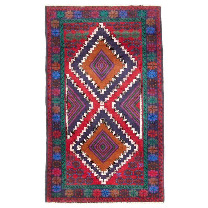 ECARPETGALLERY Hand-knotted Teimani Dark Red Wool Rug - 2'10 x 4'8