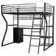 preview thumbnail 5 of 12, Metal Gaming Loft Bed with Open Wardrobe, LED Light and Built-in Work Station, Full Size Loft Bedframe with Storage Shelves