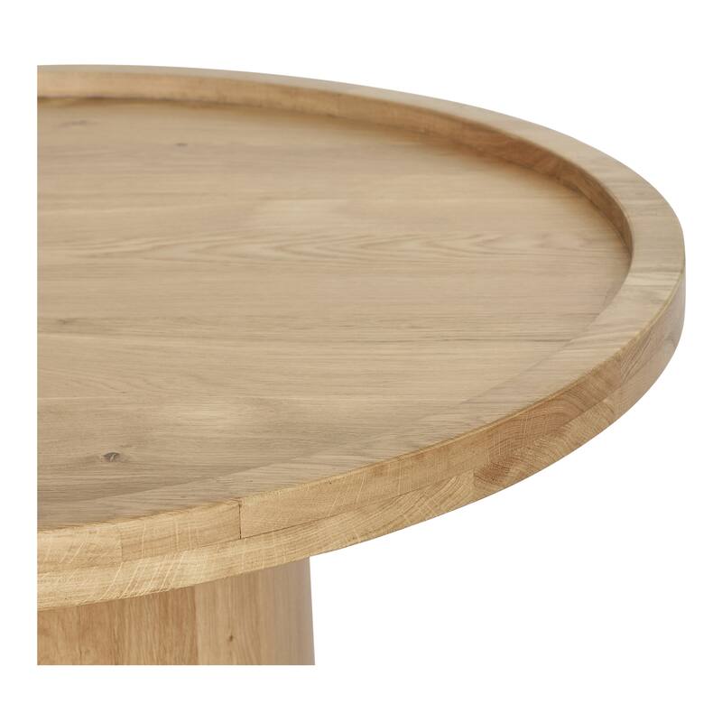 NADAAL STUDIOS Solin Coffee Table, Round Tray Top with Recessed Base, Natural Oak