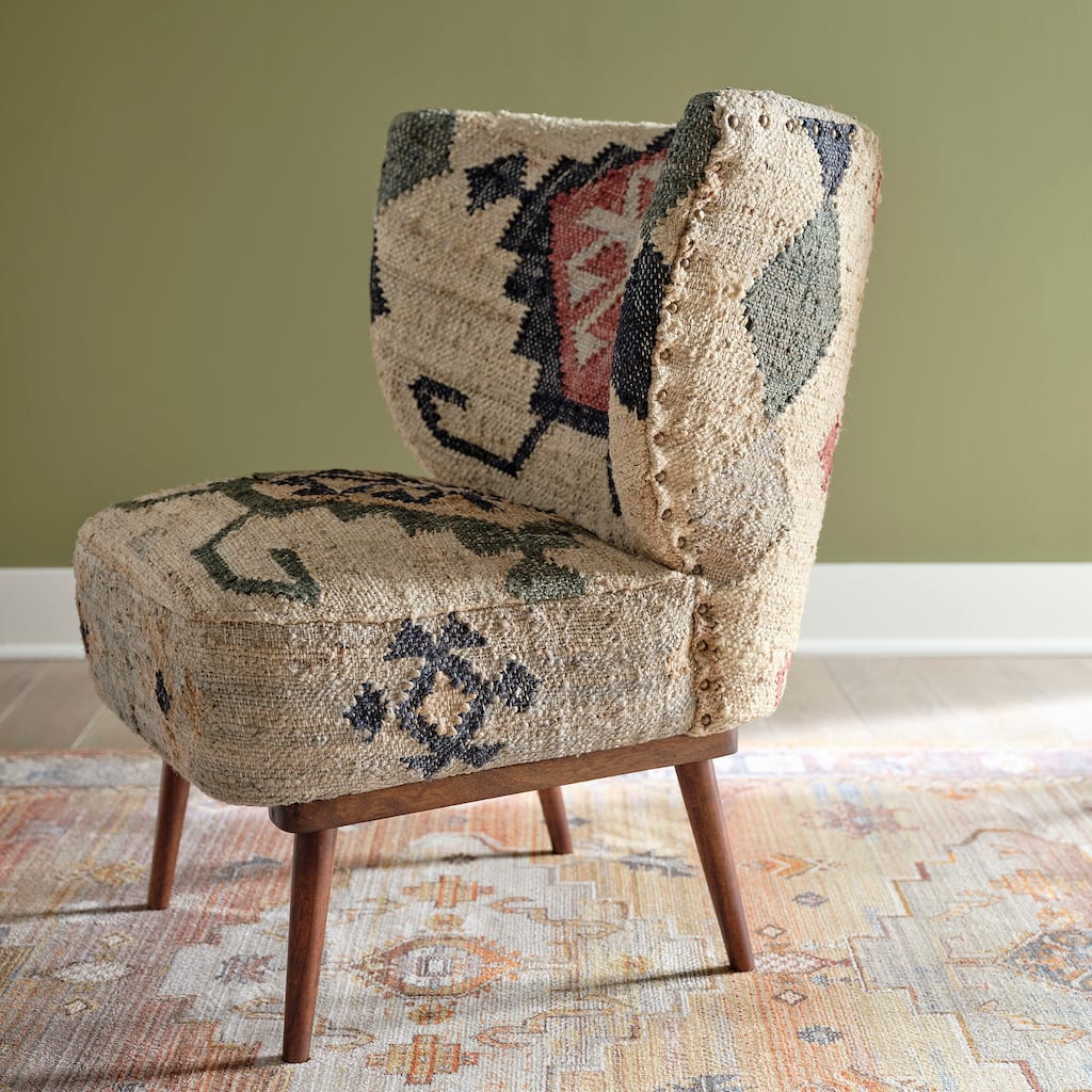 Sevita Comforta Boho Kilim Jute Upholstered Accent Chair - 30" H x 26" W x 30" D