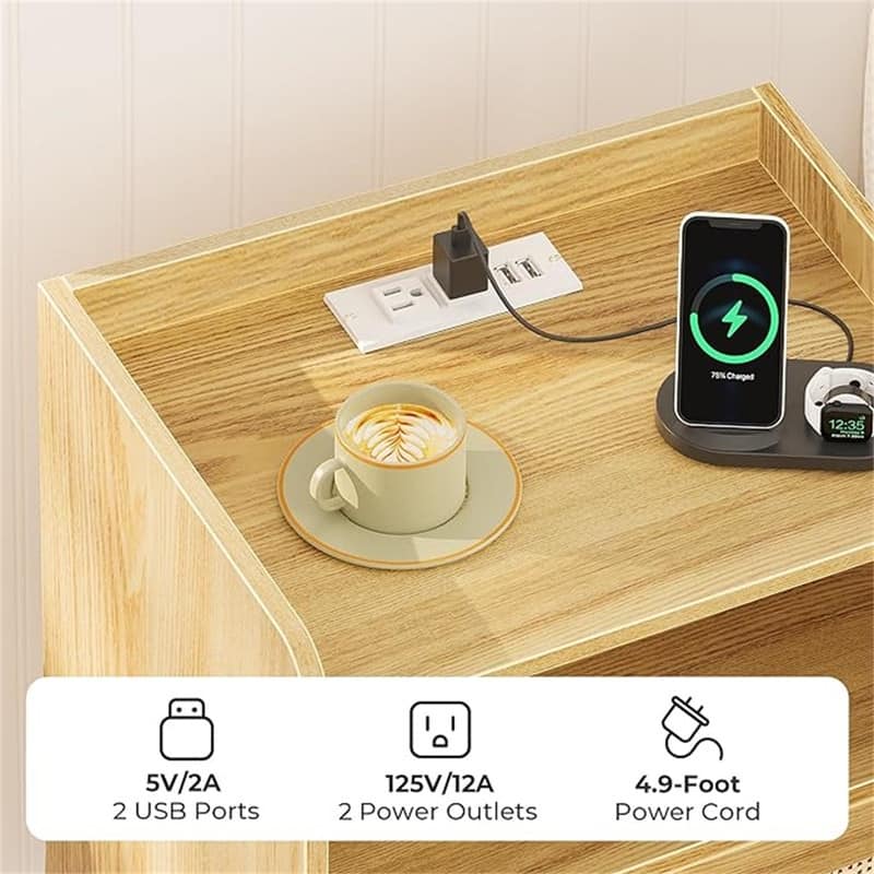 Nightstand with Solid Wood Feet