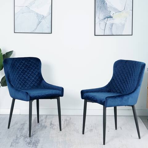 Modern Dining Room Furniture Metal Legs Fabric Dining Chair, Set of 2