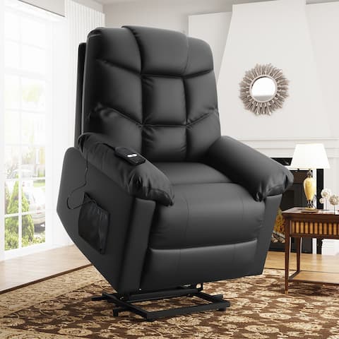 Power Lift Recliner Chair Upholstered PU Leather with Remote Control