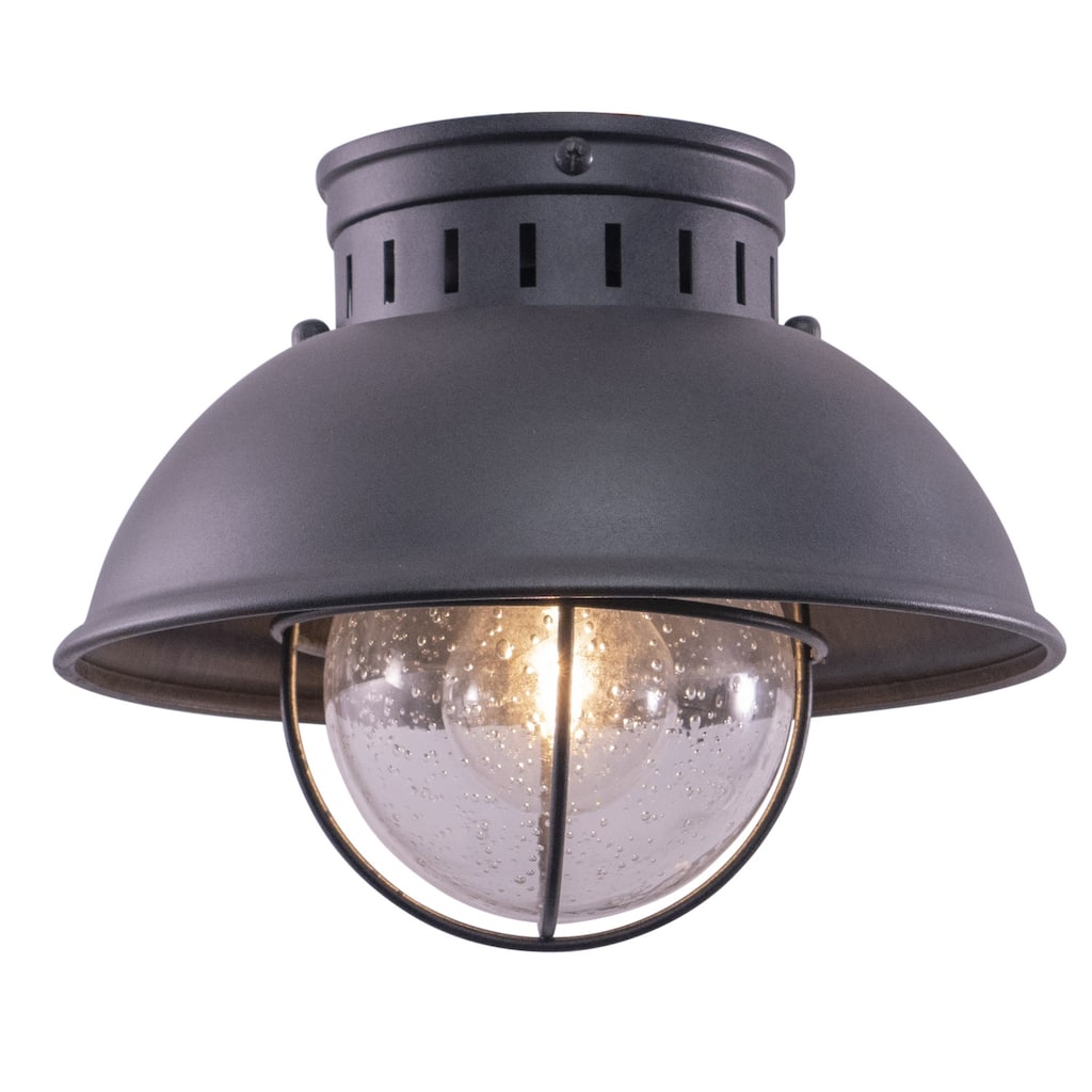 Ceiling Light - Gray Barn Flush Mount - Outdoor Dome Light - Clear Glass Shade - 7.75