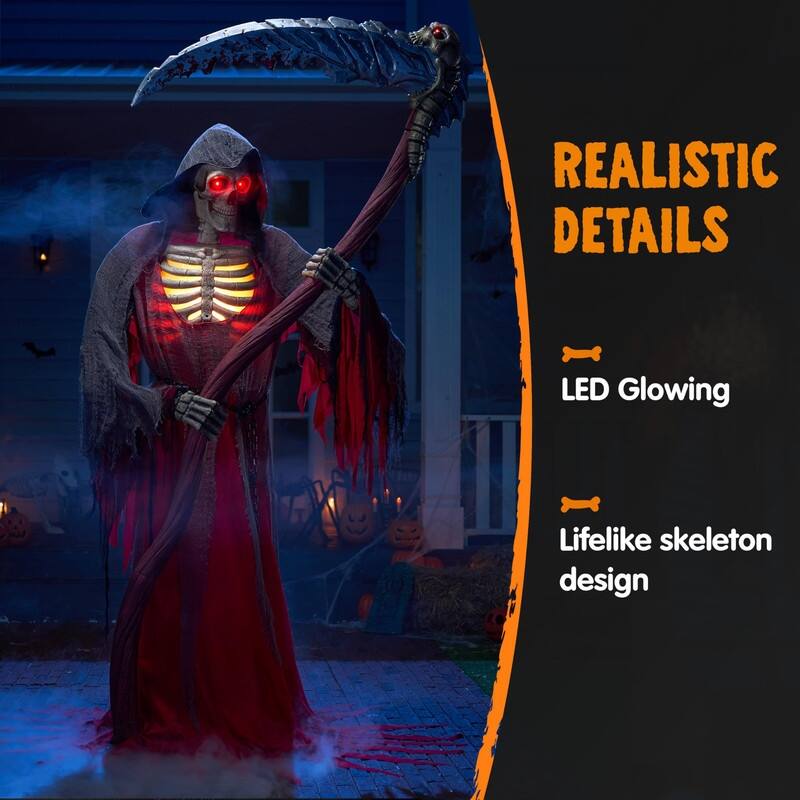 7ft Animated Grim Reaper Holding Giant Scythe