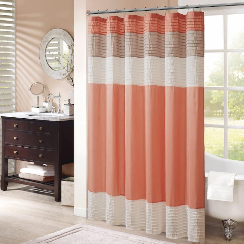 Madison Park Amherst Faux Silk Shower Curtain - Coral