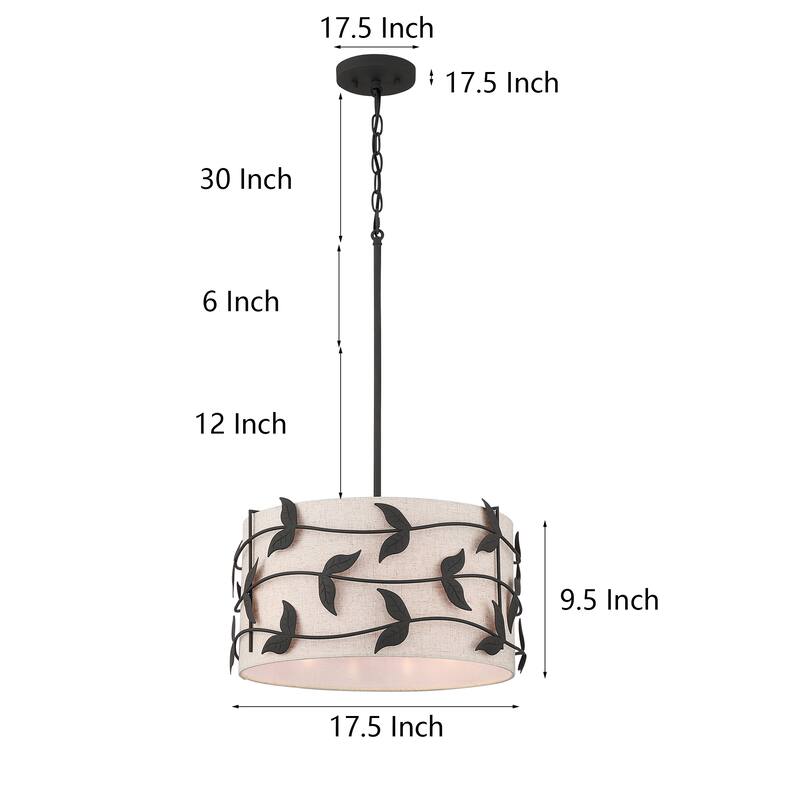 Acroma 4-light Gold/Black Ceiling Cotton Drum Light