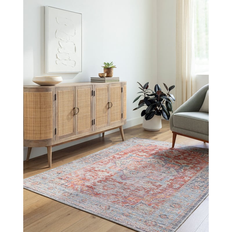 Livabliss Nolita Vintage Medallion Machine Washable Area Rug - 9'10" x 13' - Blue/Red