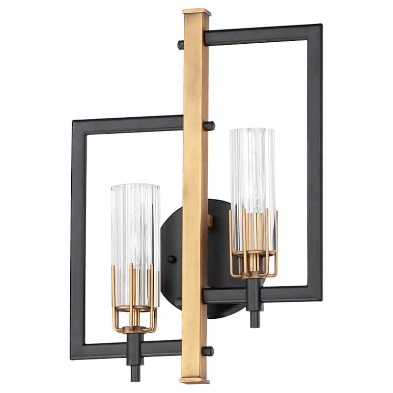 Maxim Flambeau 2 Light 18" Tall Wall Sconce - Black / Antique Brass