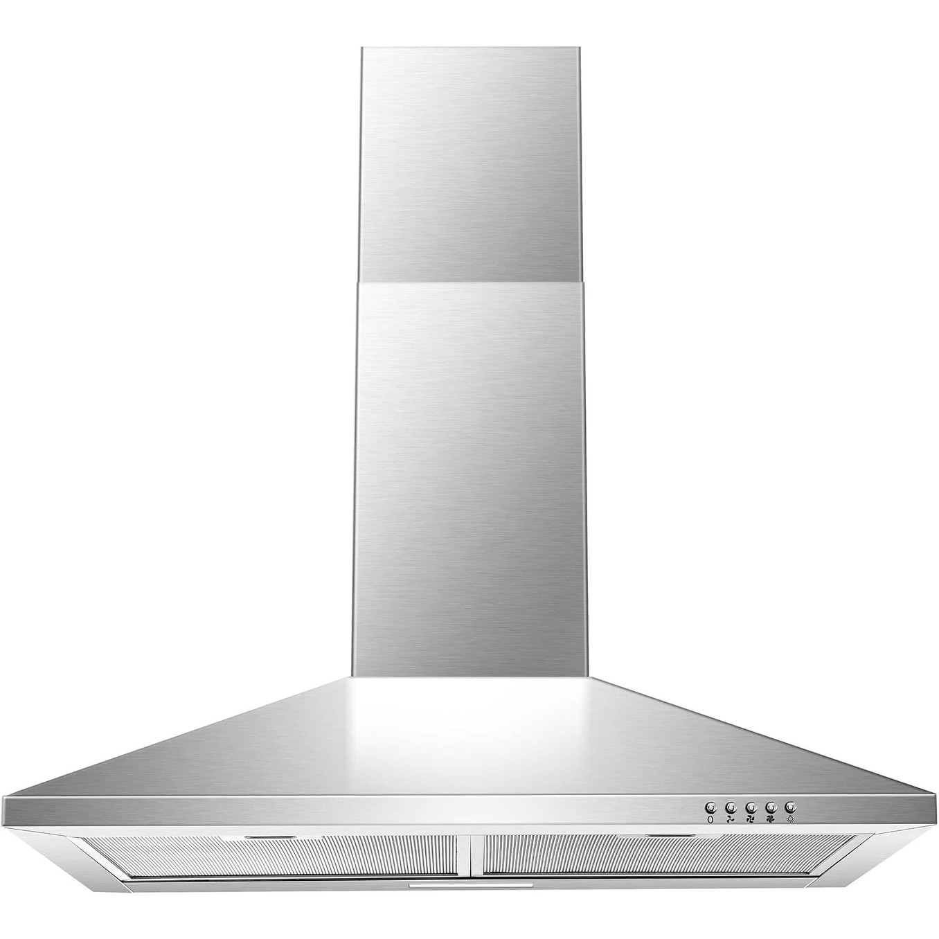 30 inch Wall Mount Range Hood in Stainless Steel Stove Vent Hood with Aluminum Filters 3 Speed Exhaust Fan Button Control - Black