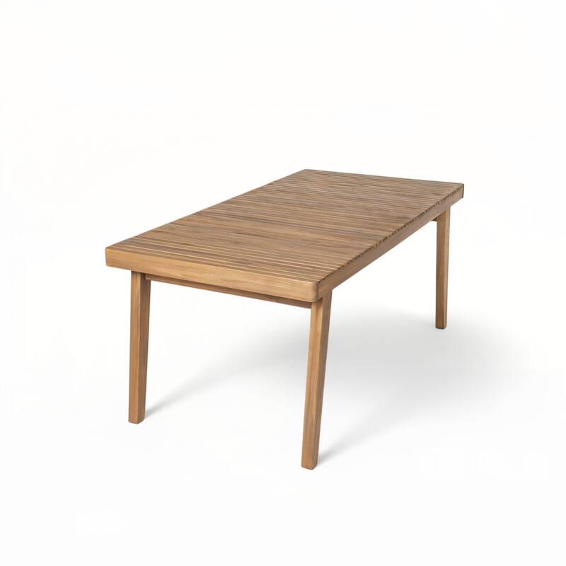 69" Acacia Wood Outdoor Dining Table with Slatted Top, Brown
