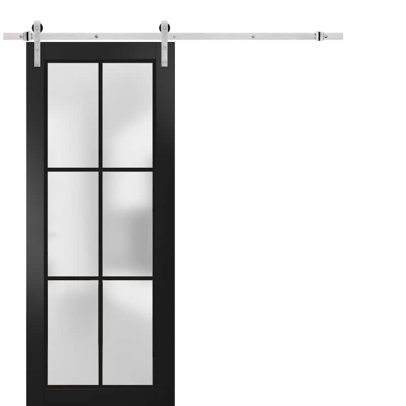 Sturdy Barn Door 18 x 80 Planum 2122 Matte Black 6.6FT - Black - 32" x 96"