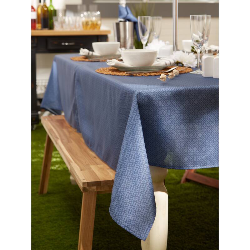 DII Stone Tonal Lattice Print Outdoor Tablecloth With Zipper 60 Round