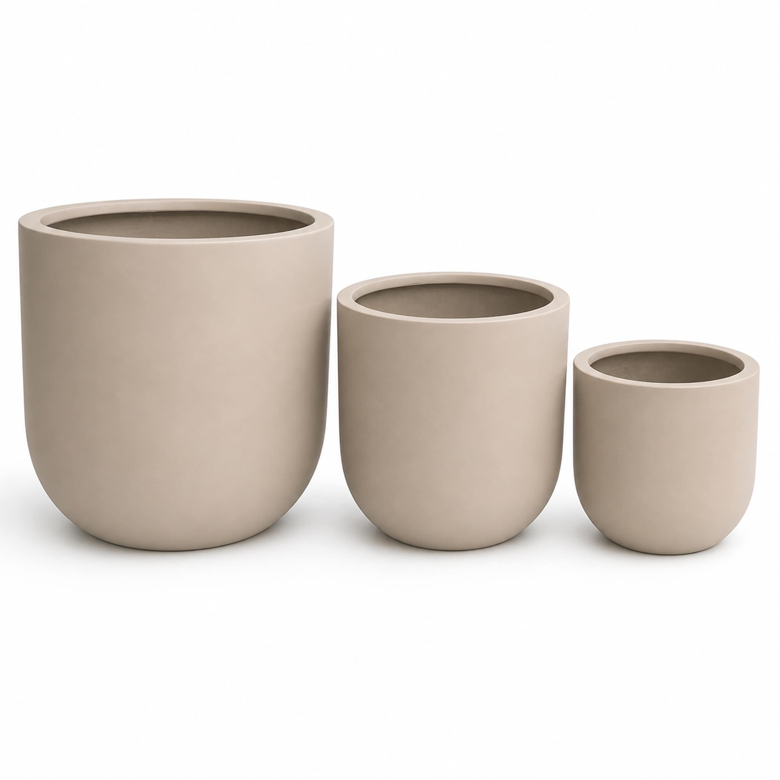 Set of 3 Round Cylinder Polystone Indoor/Outdoor Planters
