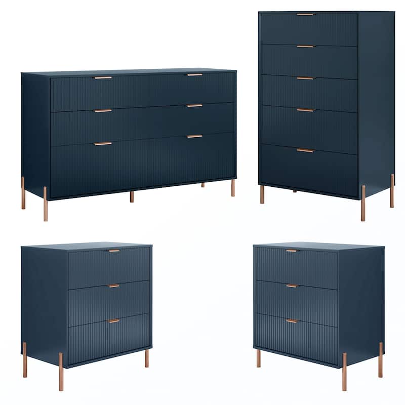 4 Piece Bedroom Set - Navy