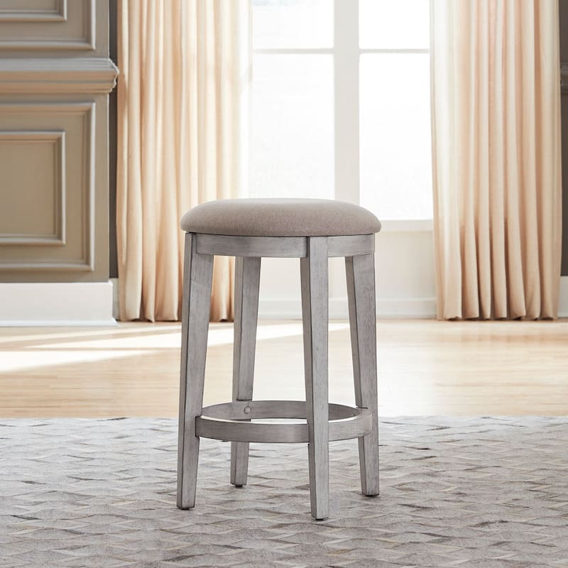 Ocean Isle Antique White Upholstered Console Stool - Antique White