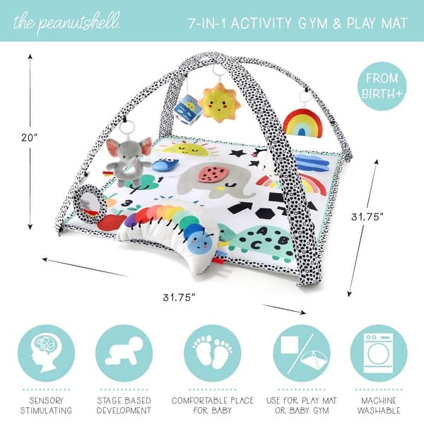 The Peanutshell Montessori Elephant 7-in-1 Activity Play Gym & Play Mat for Baby - Multi-Color