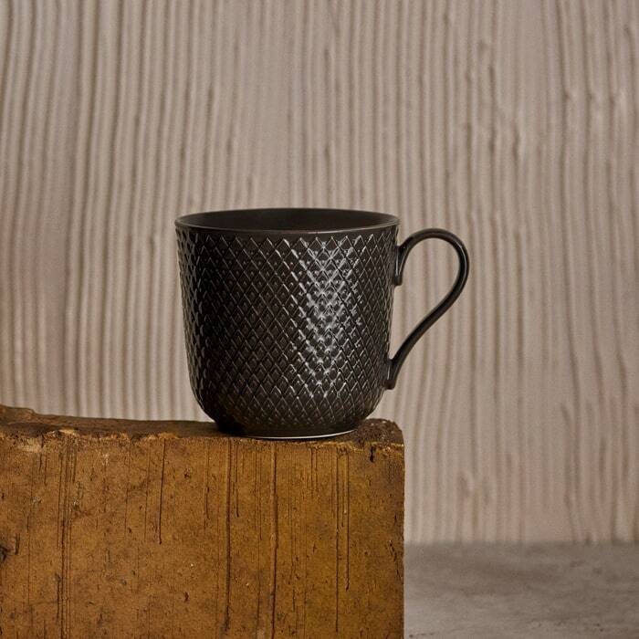 Rhombe Earth Mug With Handle Set, Slate, 4 Pcs.