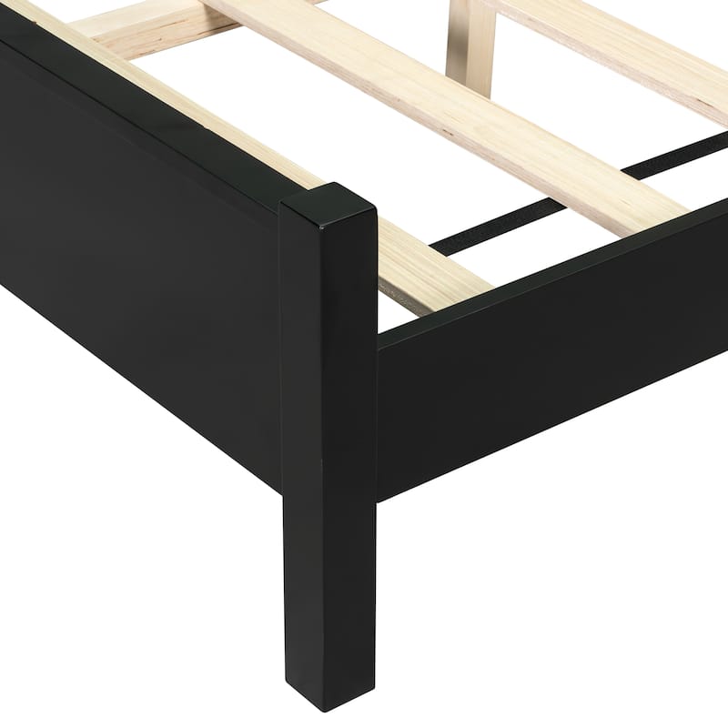 Christopher Knight Home - Mid-Century Upholstered Wood Low-Profile Platform Bed with Rattan Weaving Headboard