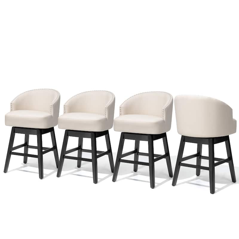 26.4''/31.9"H Faux Leather Upholstered Solid Wood Swivel Bar Stools / Counter Stools