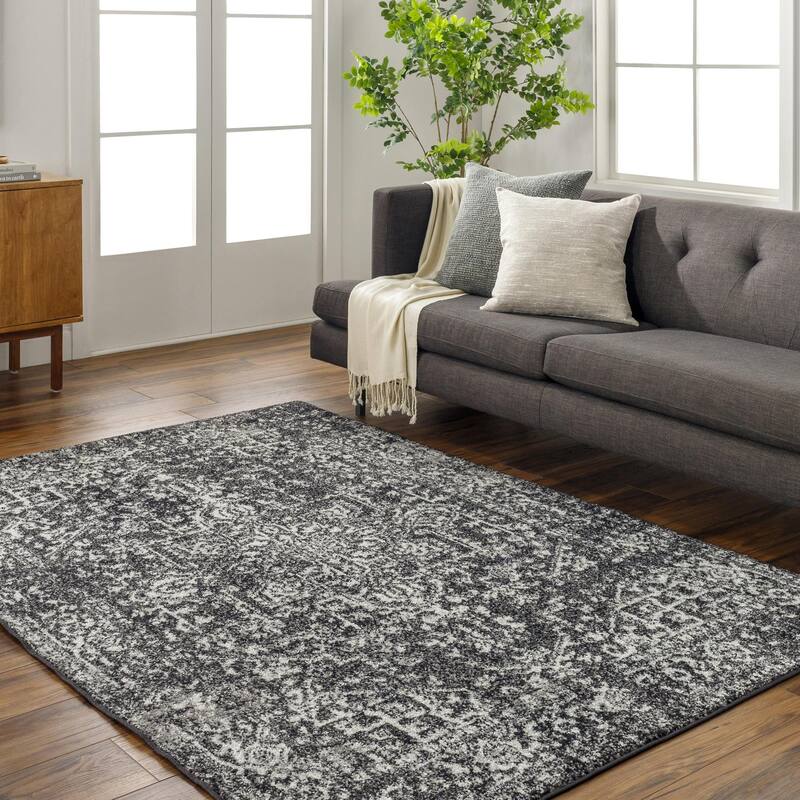 Livabliss Harput Updated Traditional Medallion Area Rug - Charcoal - 5' 3" x 7' 3"
