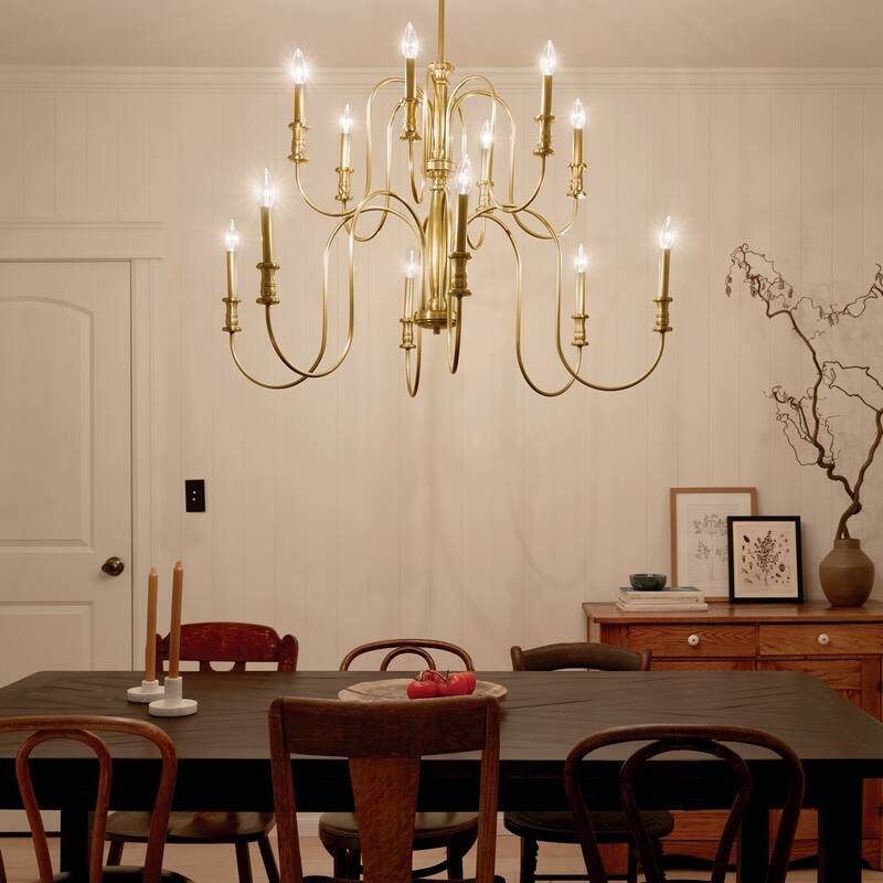 Kichler Lighting Karthe 42 inch 12-Light Chandelier Natural Brass