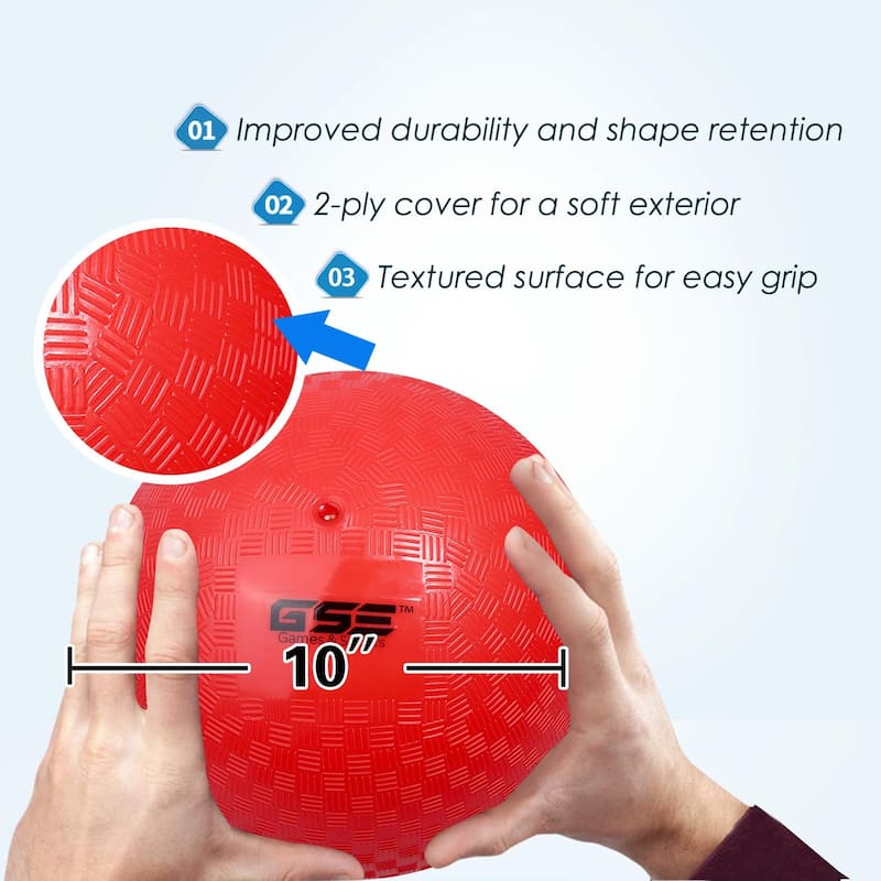 GSE™ 10" Inflatable Playground Balls, Kickball, Dodge Ball, Four Square Ball. Indoor/Outdoor Kids Toy Balls
