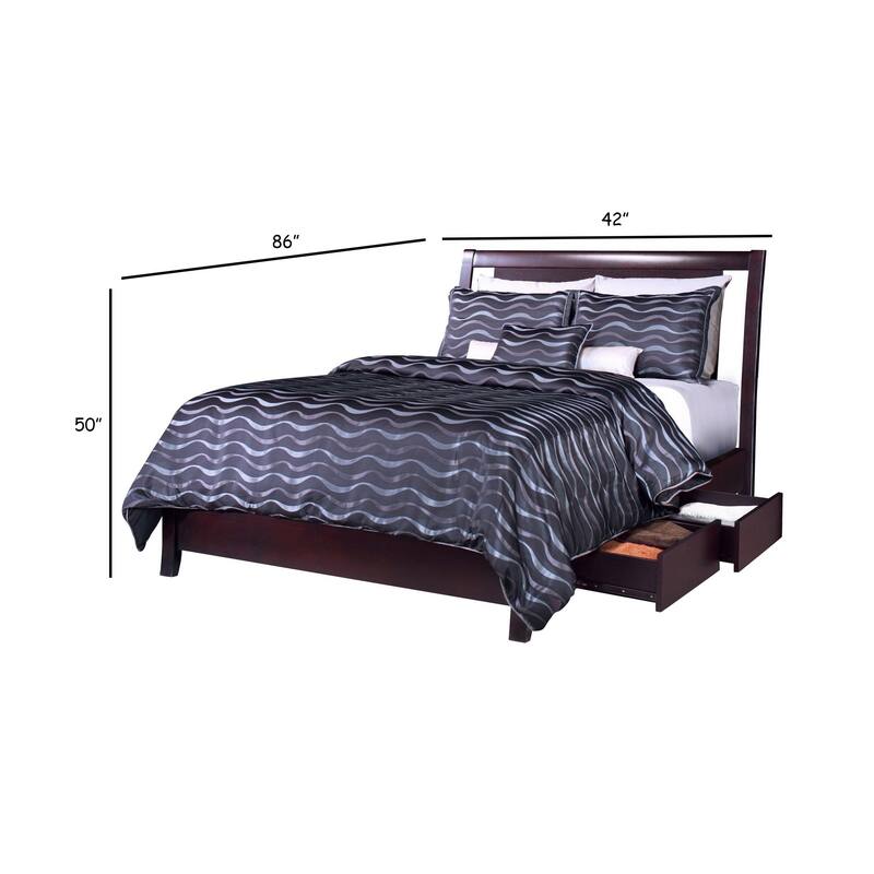 Fang Twin Storage Bed, 4 Drawers, Tropical Mahogany Wood, Espresso Brown