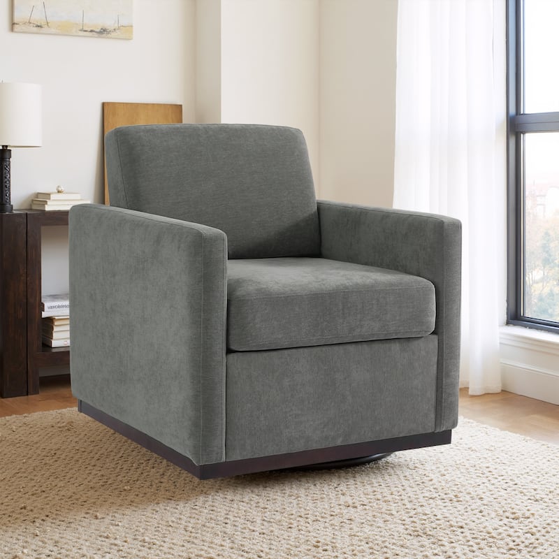 Modern Upholstered Swivel Accent Arm Chair - Dark Grey