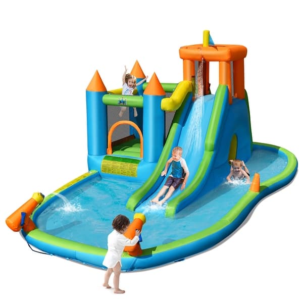 slide 2 of 12, Costway Bountech Inflatable Water Slide Kids Bounce House Splash Pool - See details Multi - See details - Kids