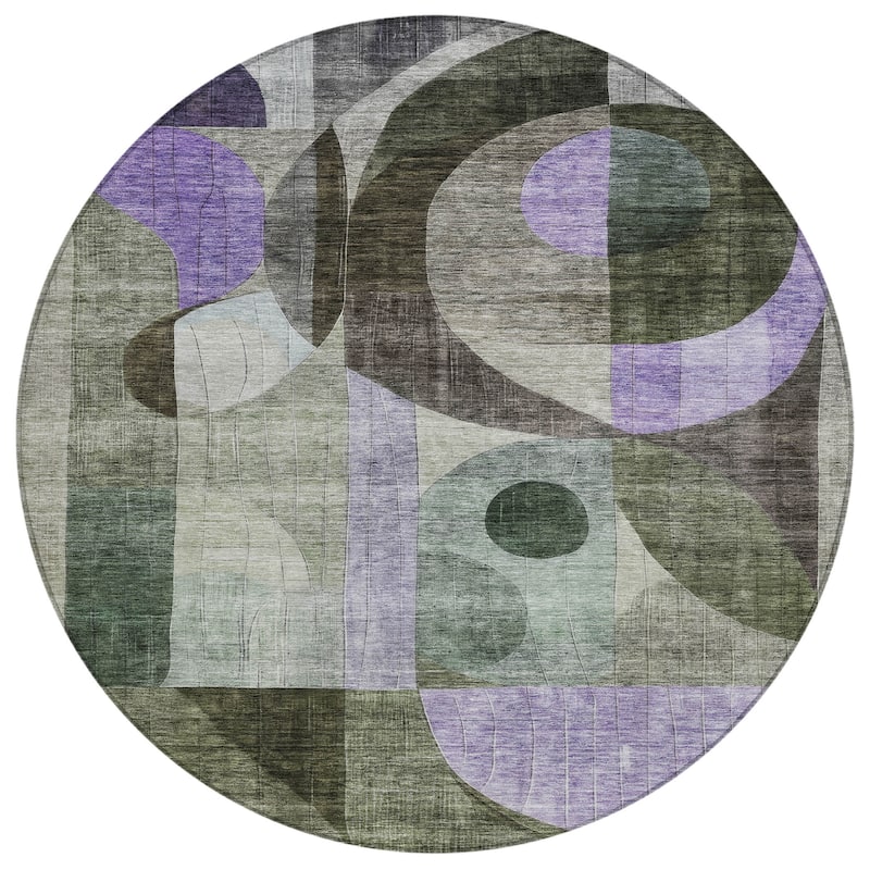 Machine Washable Indoor/ Outdoor Contemporary Geo Chantille Rug