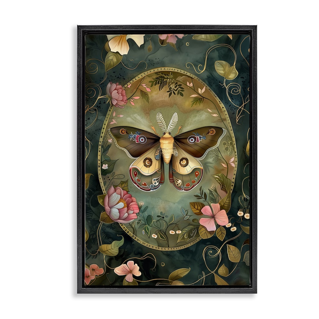 Stupell Ornate Victorian Moth Framed Floater Canvas Wall Art Design By The Dutch Lady